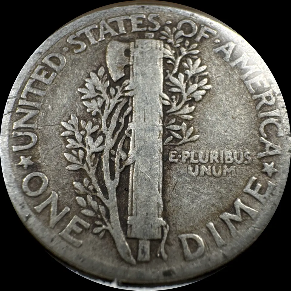 1942-P Mercury Dime Ungraded — back