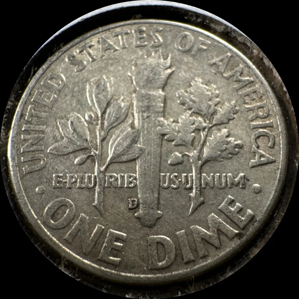 1964-D Roosevelt Dime Ungraded — back