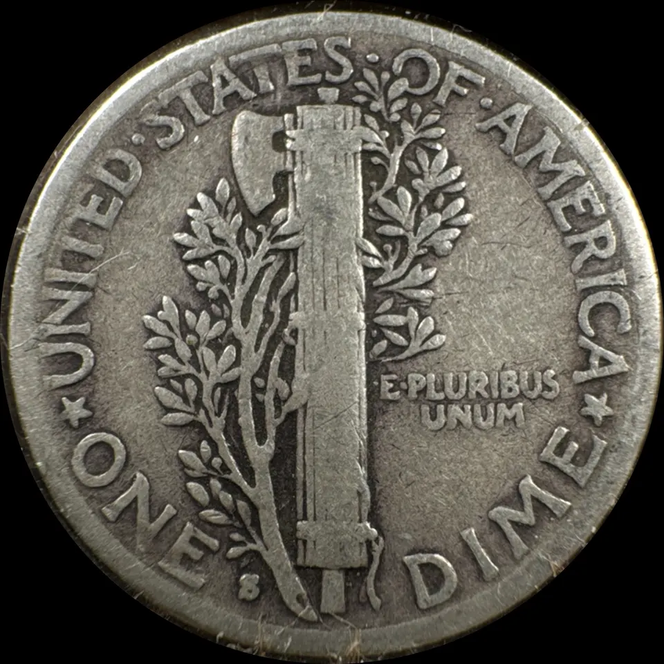 1941-S Mercury Dime Ungraded — back