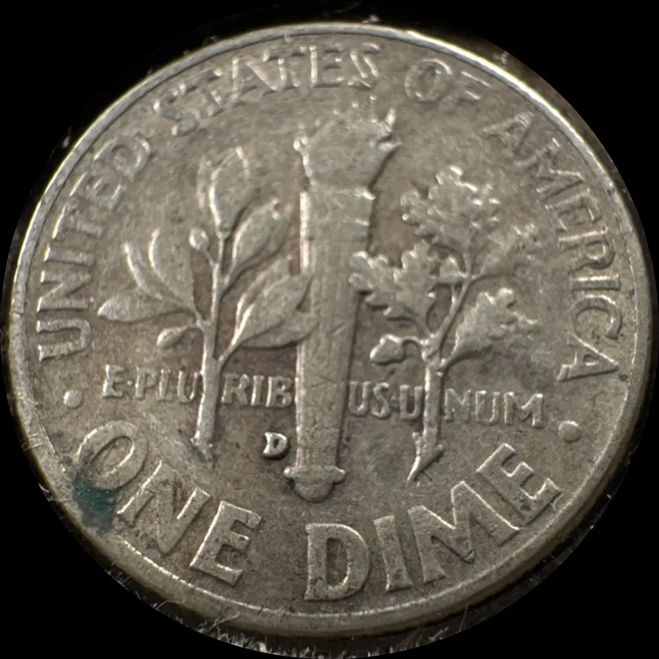 1964-D Roosevelt Dime Ungraded — back