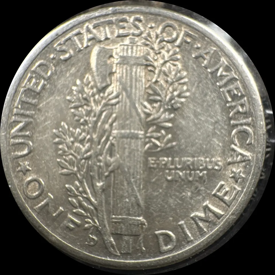 1942-D Mercury Dime Ungraded — back