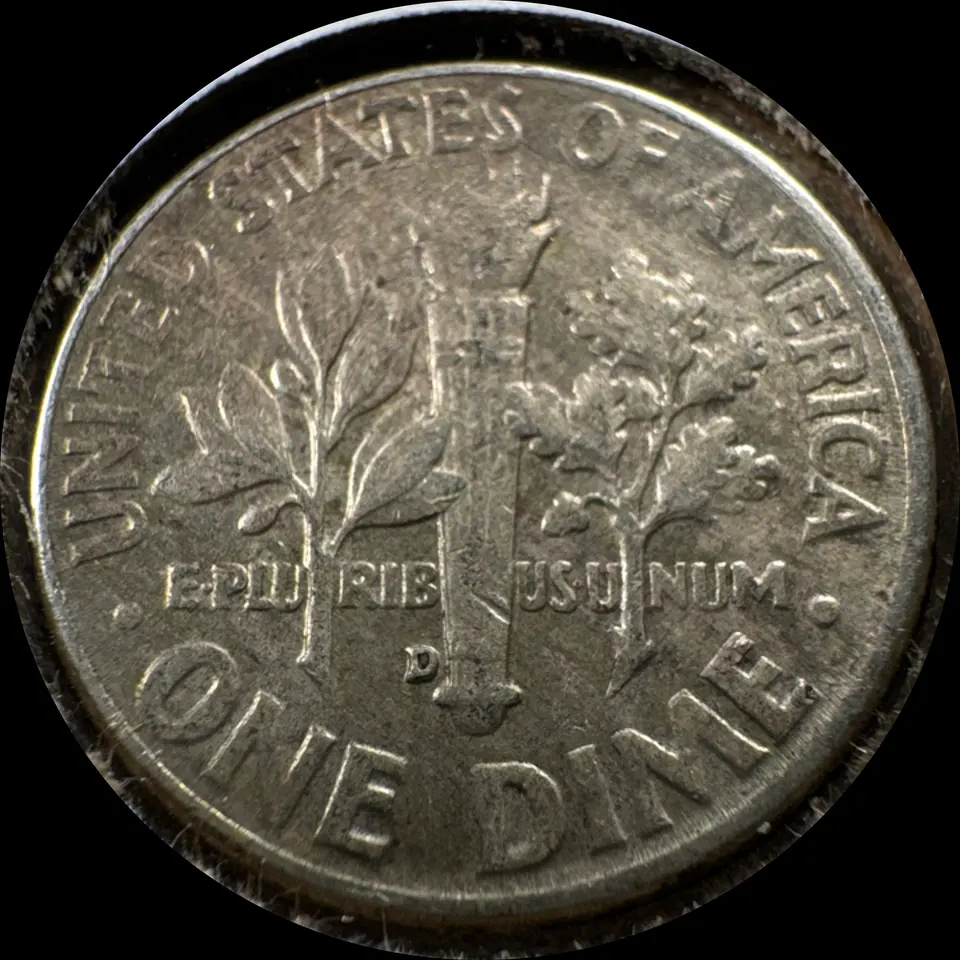 1961-D Roosevelt Dime Ungraded — back