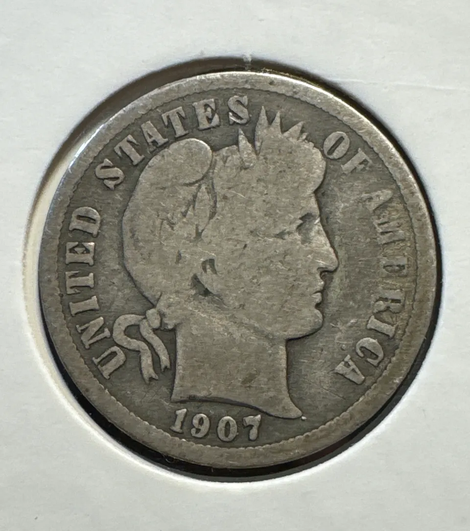1907-P Barber Dime Ungraded — front