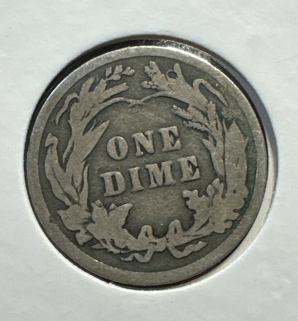 1907-P Barber Dime Ungraded — back