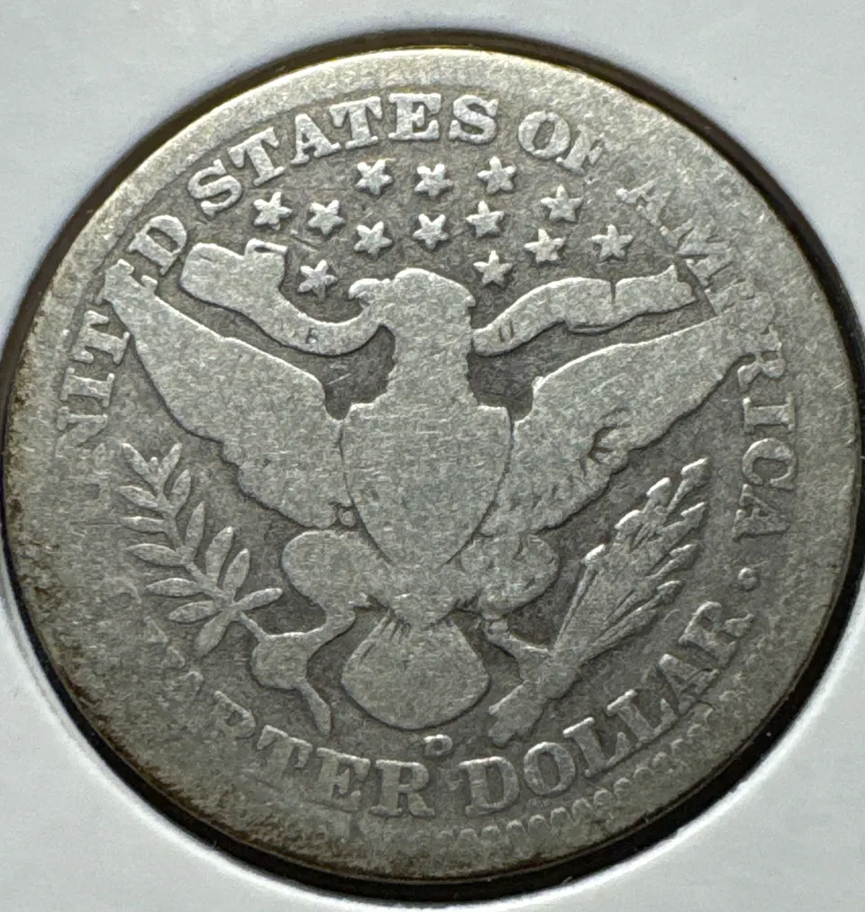 1909-D Barber Quarter Ungraded — back
