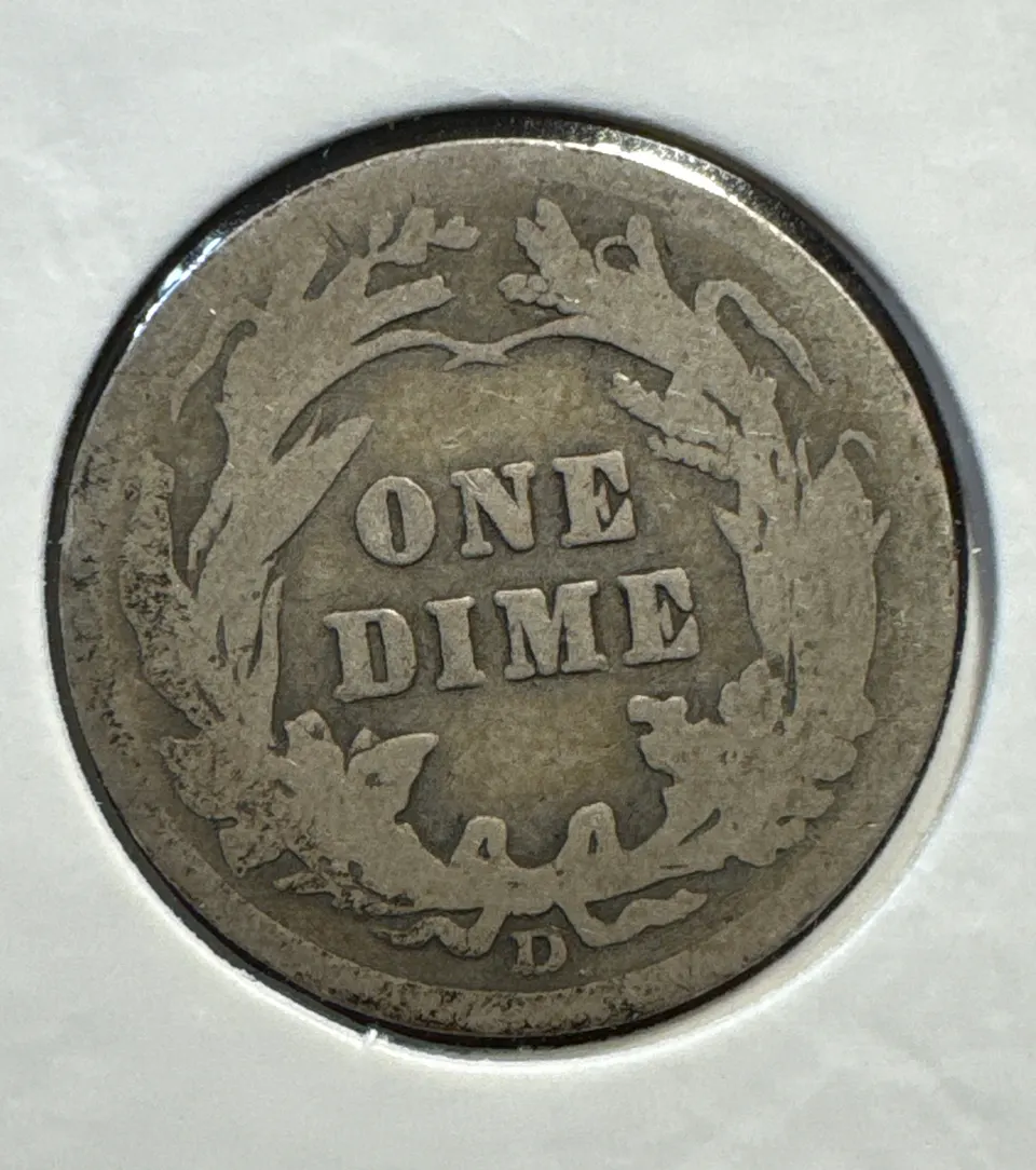 1911-D Barber Dime Ungraded — back