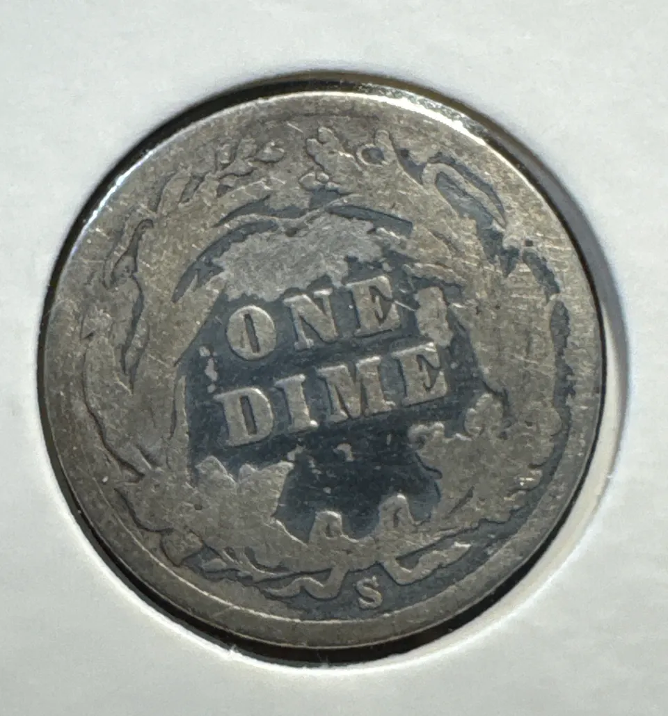 1911-S Barber Dime Ungraded — back