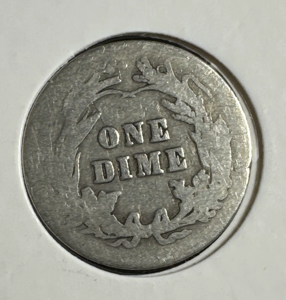 1912 Barber Dime Ungraded — back