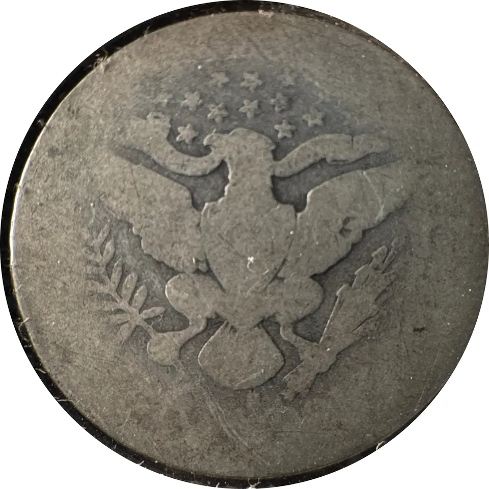 1902-S Barber Quarter Ungraded — back