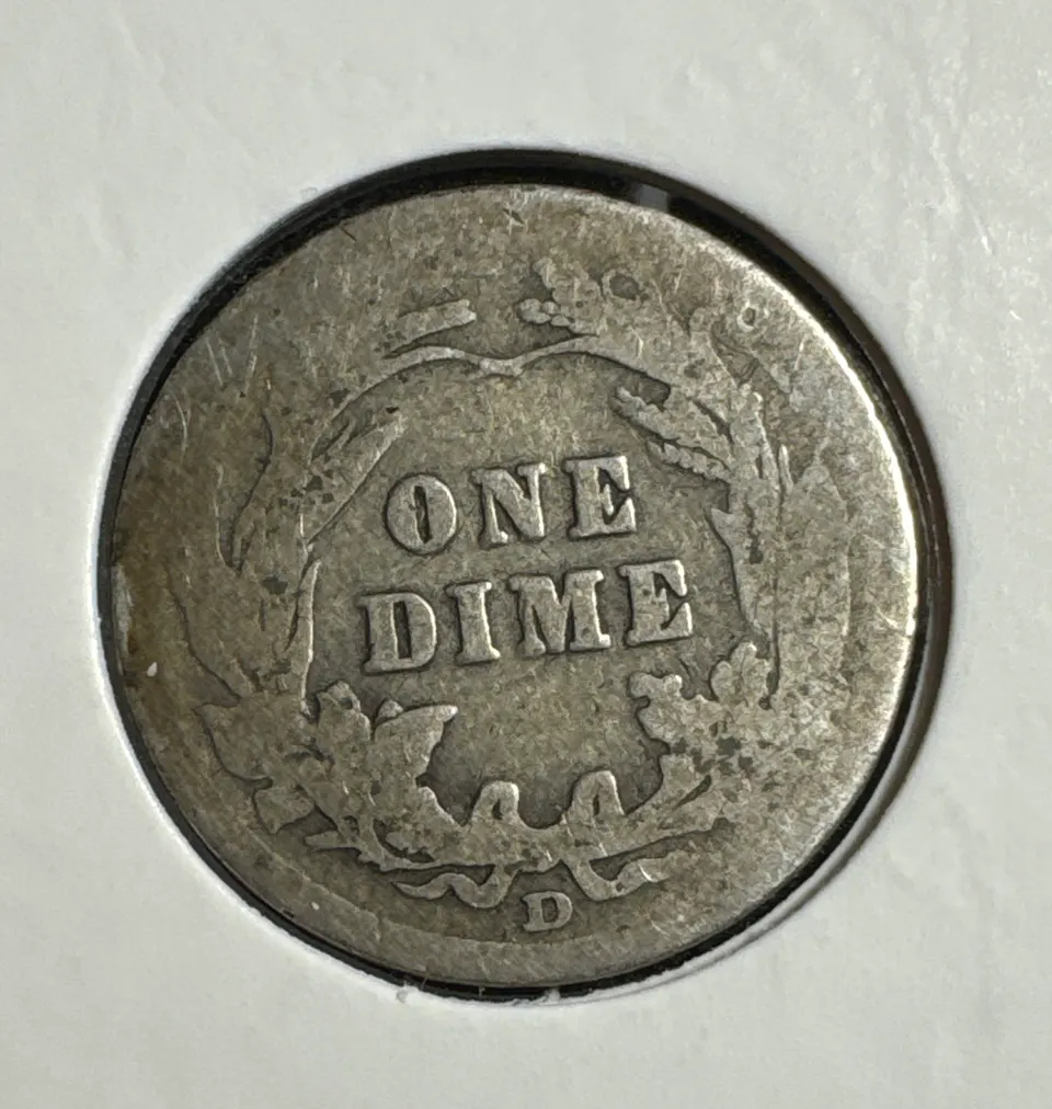 1912-D Barber Dime Ungraded — back