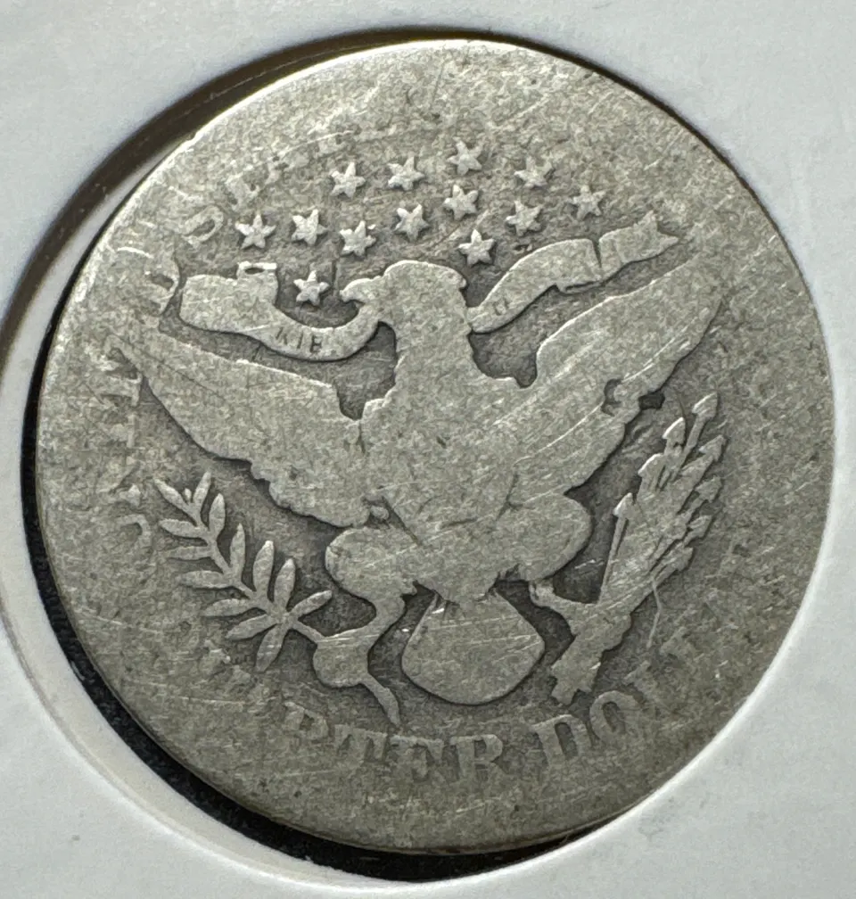 1905-P Barber Quarter Ungraded — back