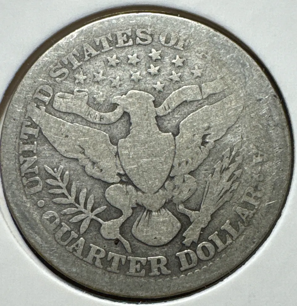 1912-P Barber Quarter Ungraded — back