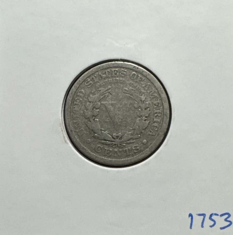 1909-P Liberty V Nickel Ungraded — back