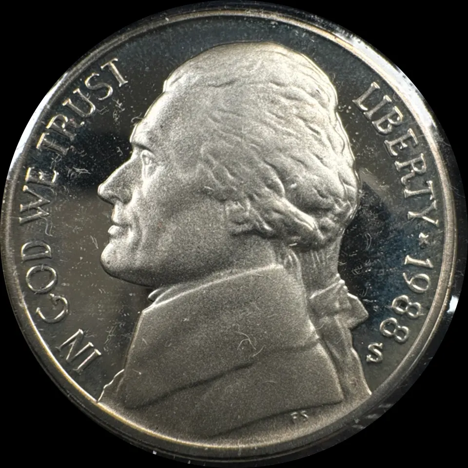 1988-S Jefferson Nickel Ungraded — front