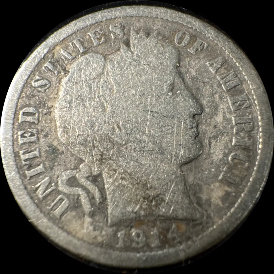 1914-P Barber Dime Ungraded — front