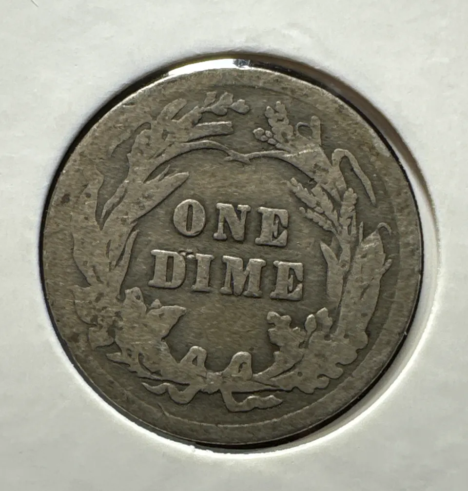 1913-P Barber Dime Ungraded — back