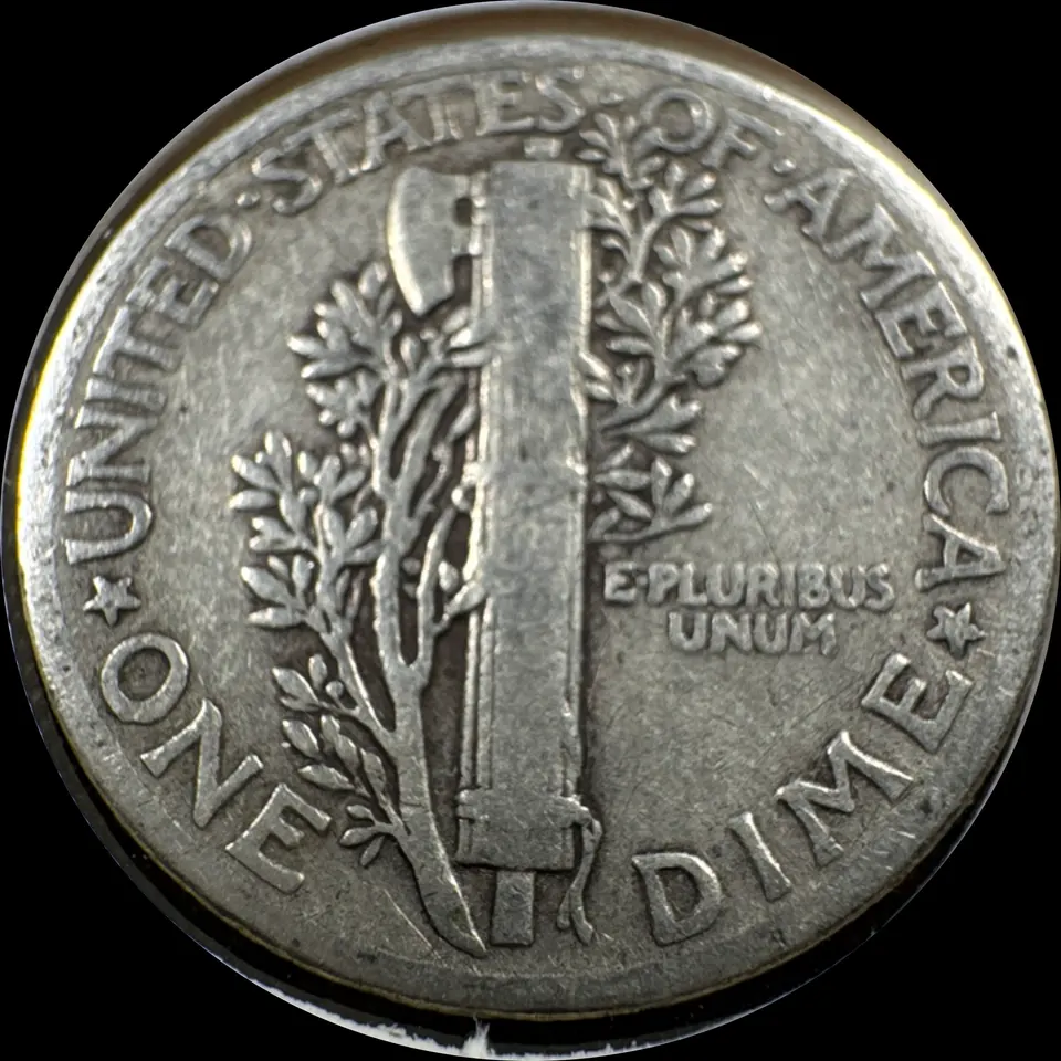 1943-P Mercury Dime Ungraded — back