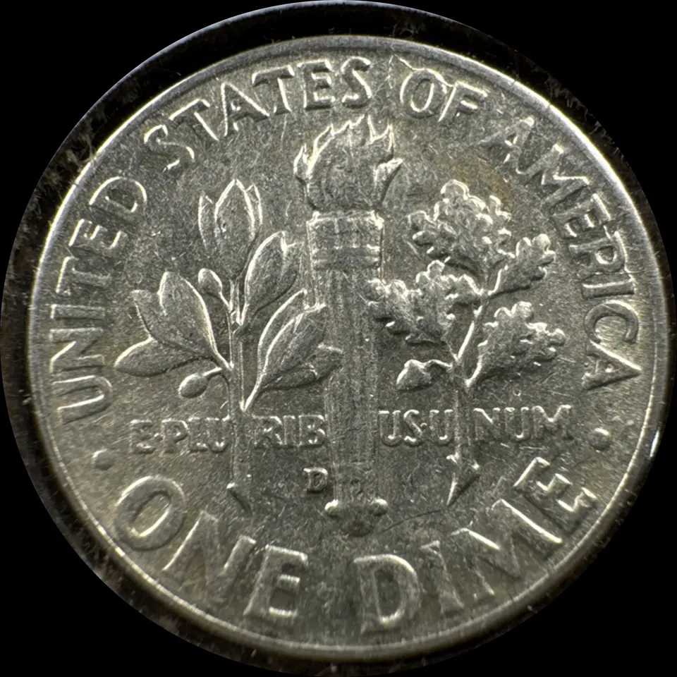 1964-D Roosevelt Dime Ungraded — back