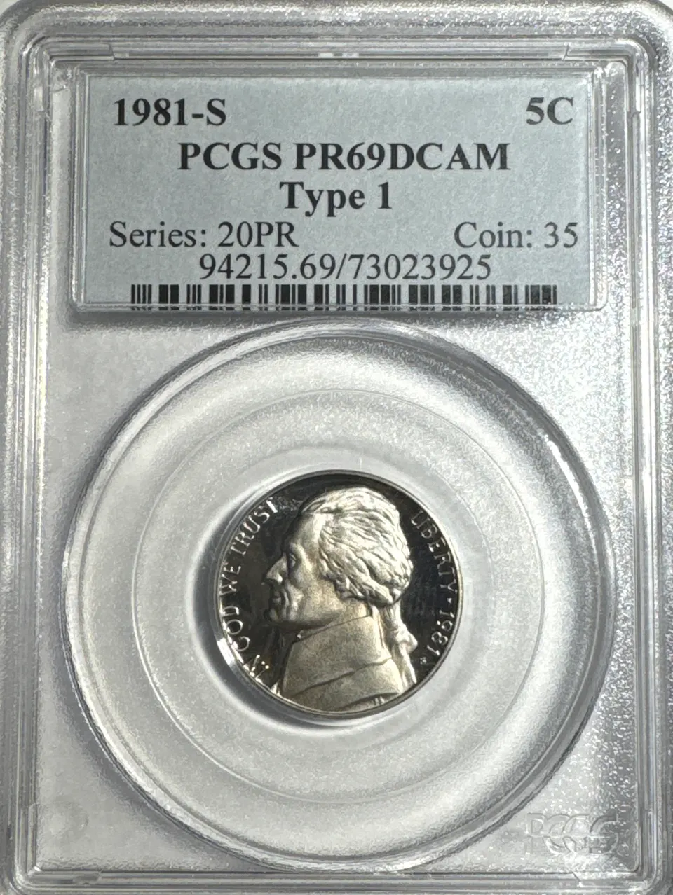 1981-S Jefferson Nickel PR69 — front