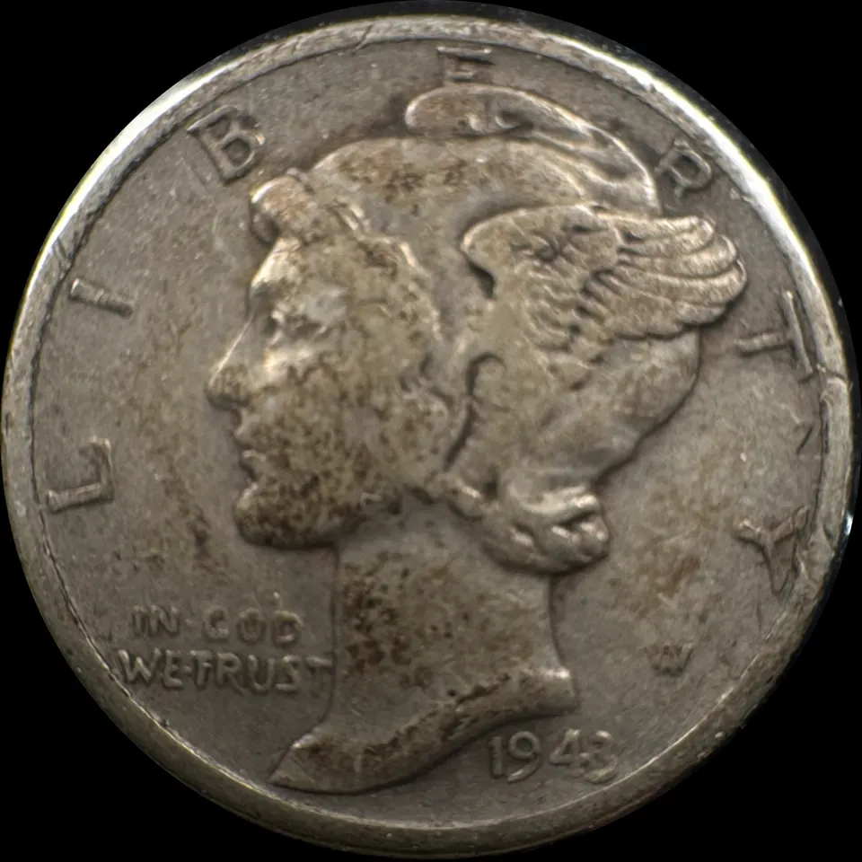 1943-D Mercury Dime Ungraded — front
