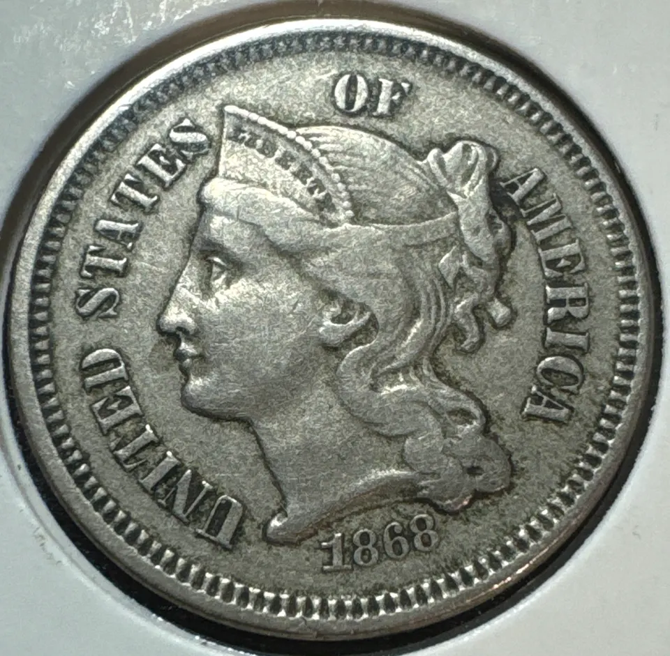 1868-P 3-Cent Nickel Ungraded — front