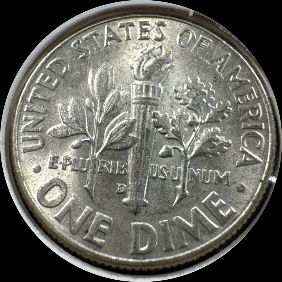 1964-D Roosevelt Dime Ungraded — back
