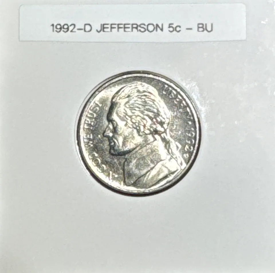 1992-D Jefferson Nickel Ungraded — front