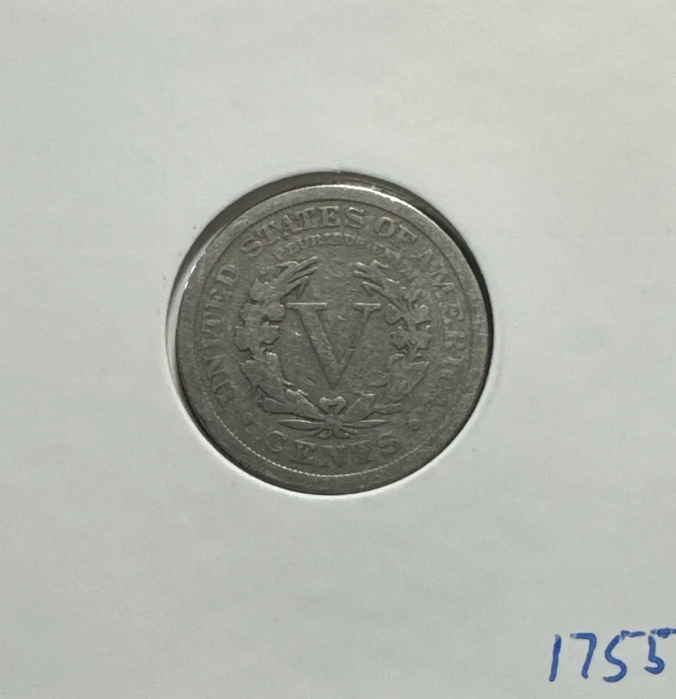 1910-P Liberty V Nickel Ungraded — back