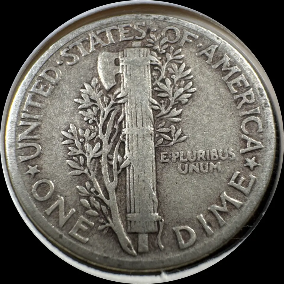 1944-P Mercury Dime Ungraded — back
