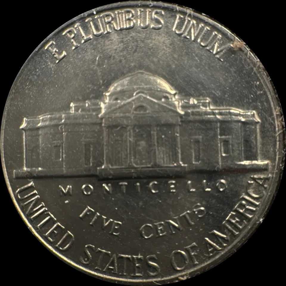 1963-P Jefferson Nickel Ungraded — back