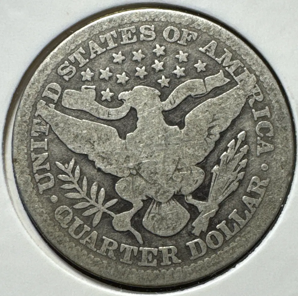 1911-P Barber Quarter Ungraded — back