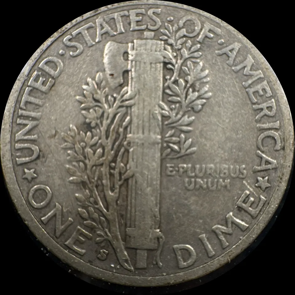 1940-S Mercury Dime Ungraded — back