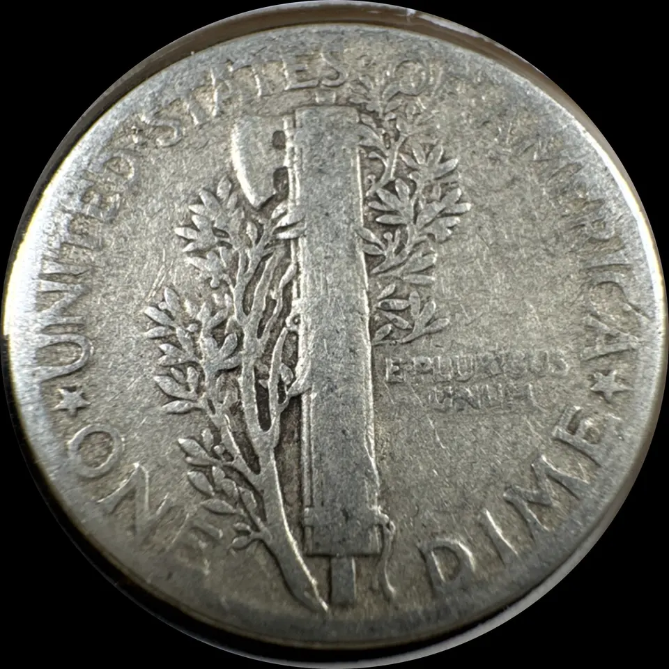 1945-P Mercury Dime Ungraded — back