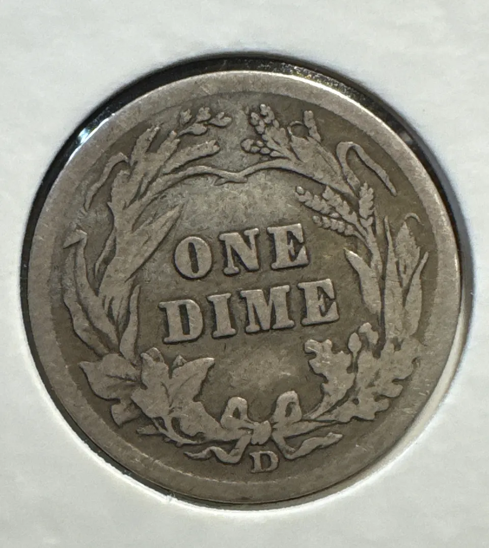 1908-D Barber Dime Ungraded — back