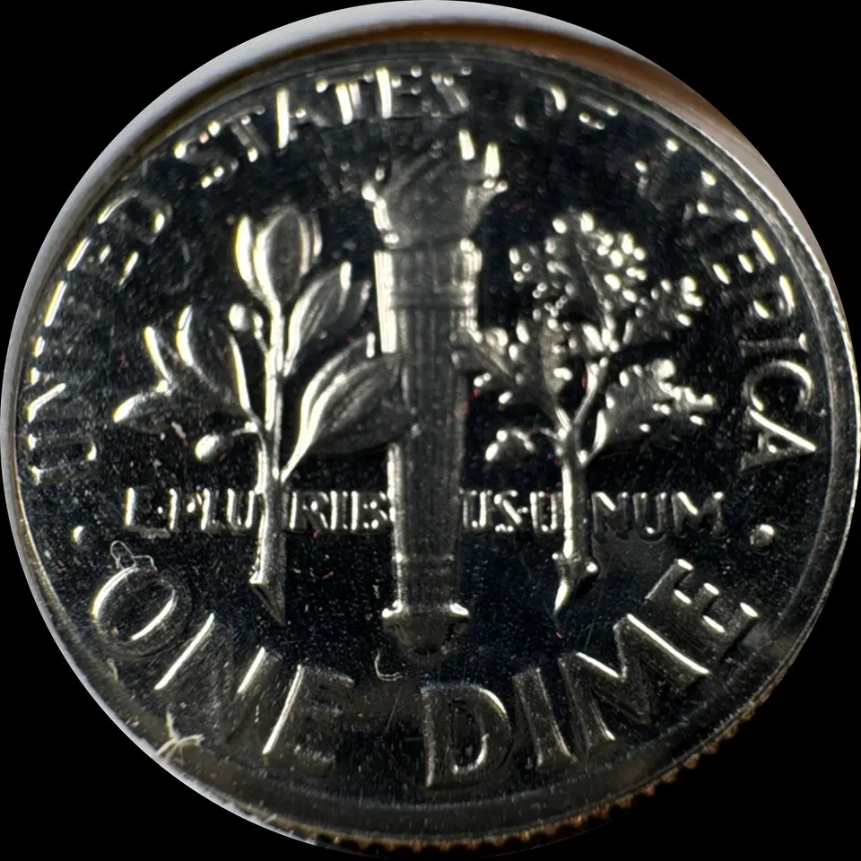 1974-S Roosevelt Dime Ungraded — back