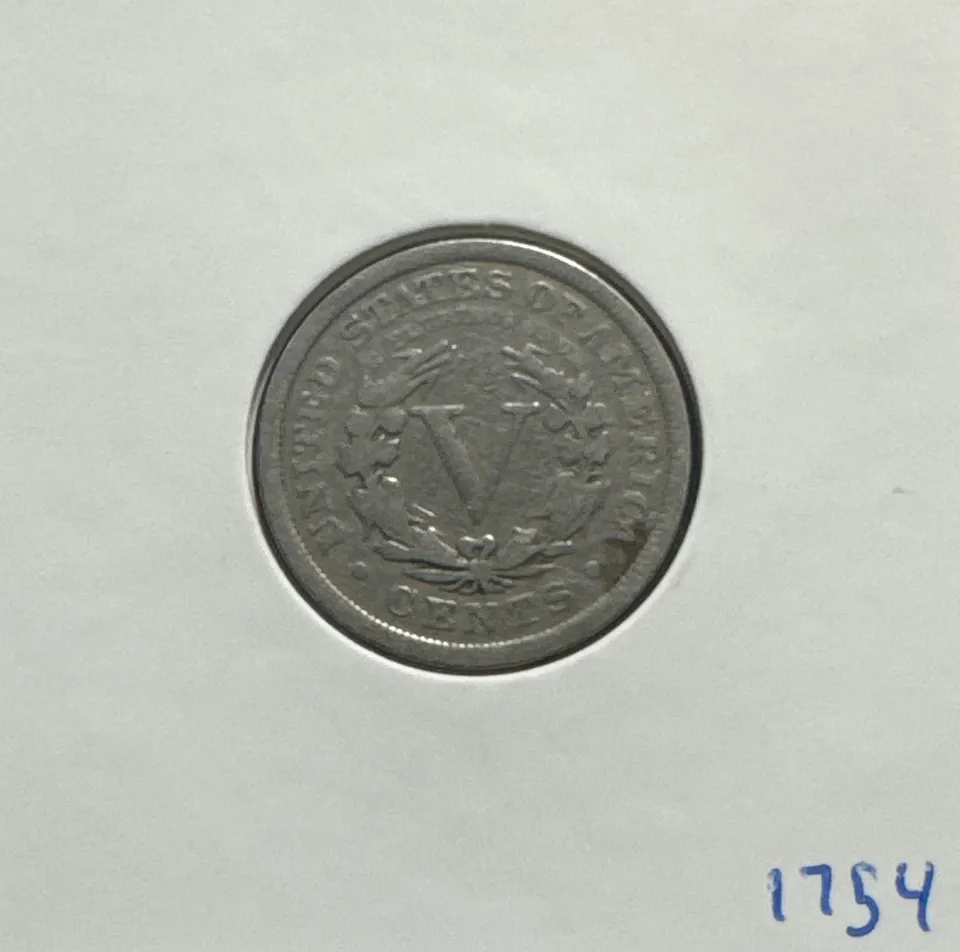 1910-P Liberty V Nickel Ungraded — back