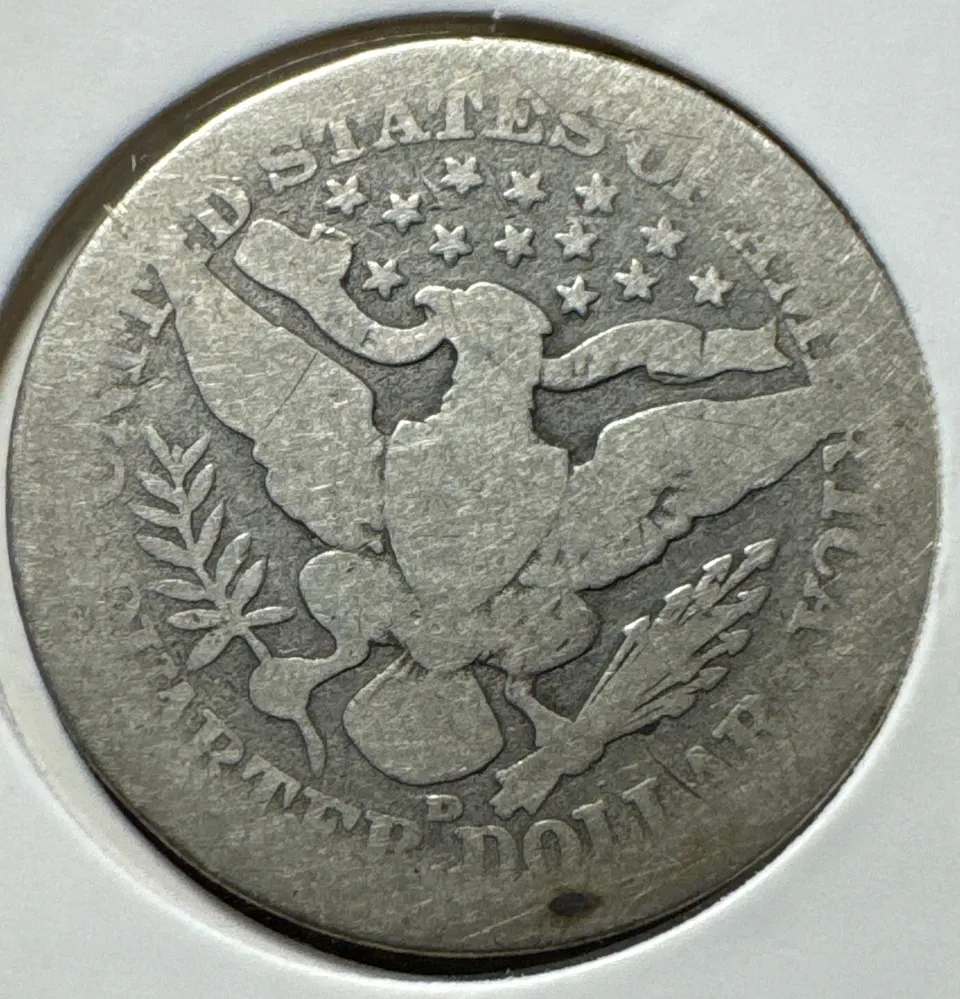 1908-D Barber Quarter Ungraded — back