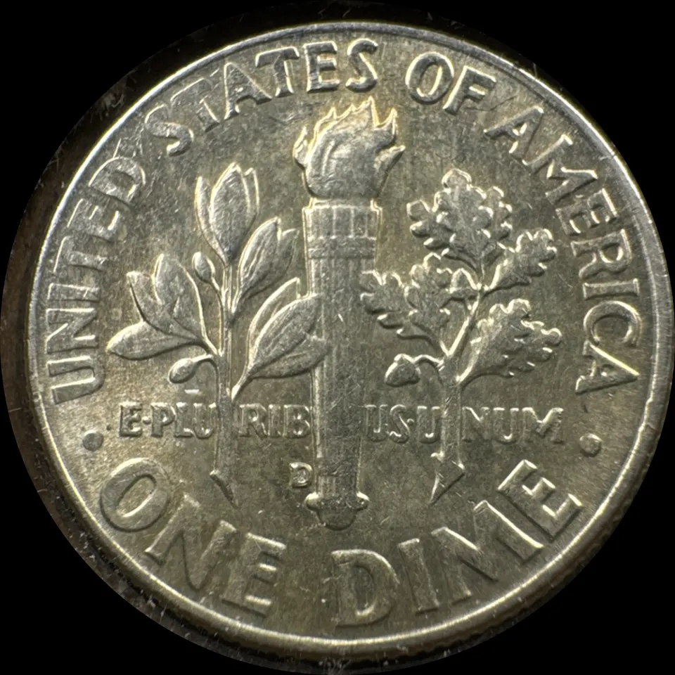1964-D Roosevelt Dime Ungraded — back