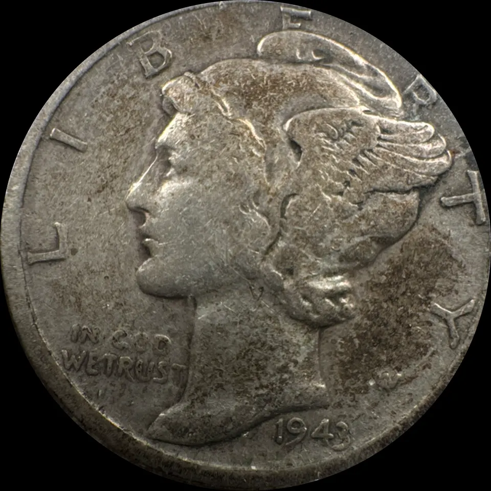 1943-S Mercury Dime Ungraded — front
