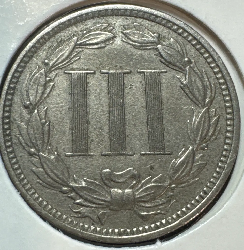 1867-P 3-Cent Nickel Ungraded — back