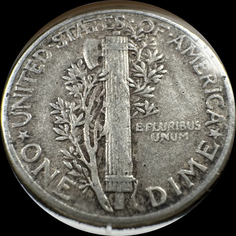 1945-P Mercury Dime Ungraded — back