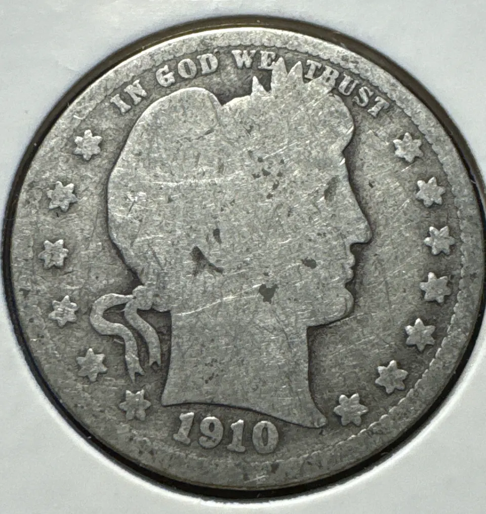1910-P Barber Quarter Ungraded — front