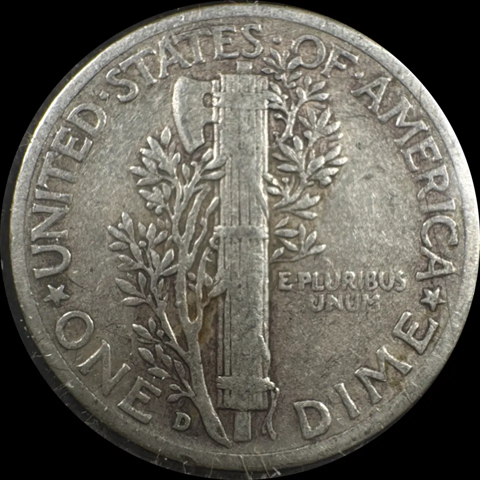1943-D Mercury Dime Ungraded — back