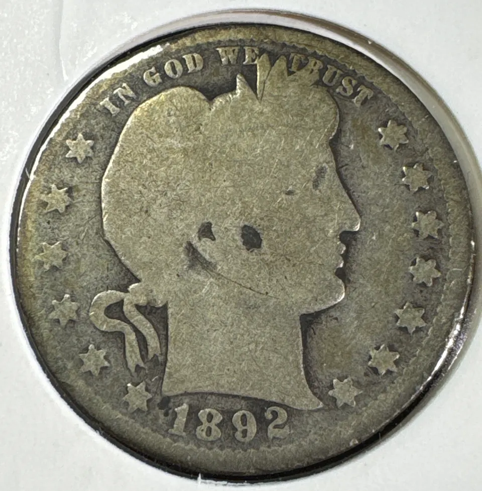 1892-P Barber Quarter Ungraded — front