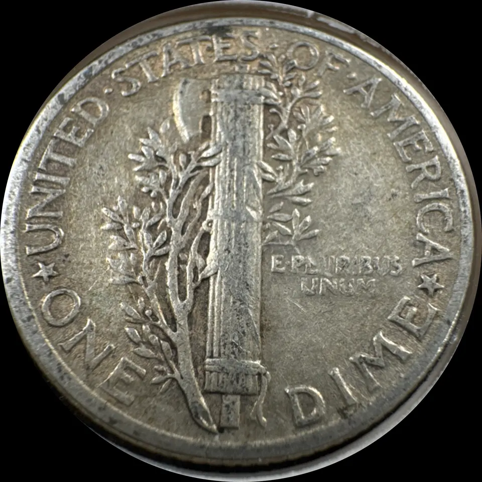 1945-P Mercury Dime Ungraded — back