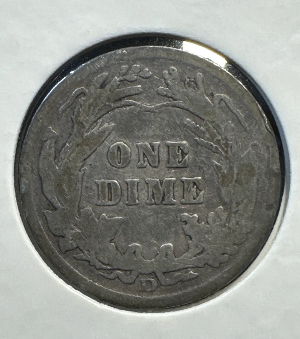 1908-D Barber Dime Ungraded — back