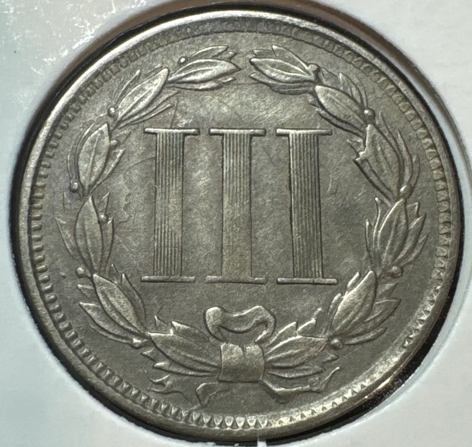 1866-P 3-Cent Nickel Ungraded — back
