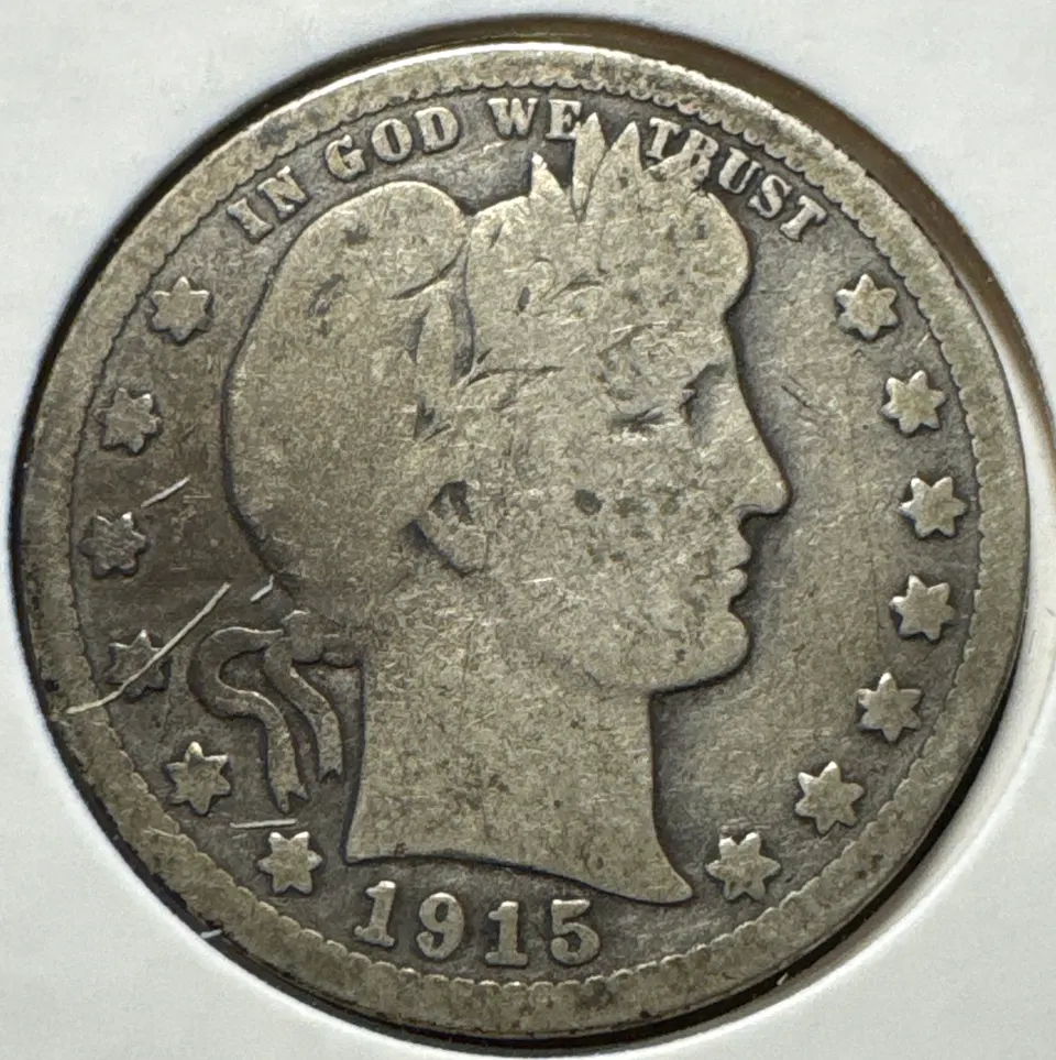 1915-P Barber Quarter Ungraded — front