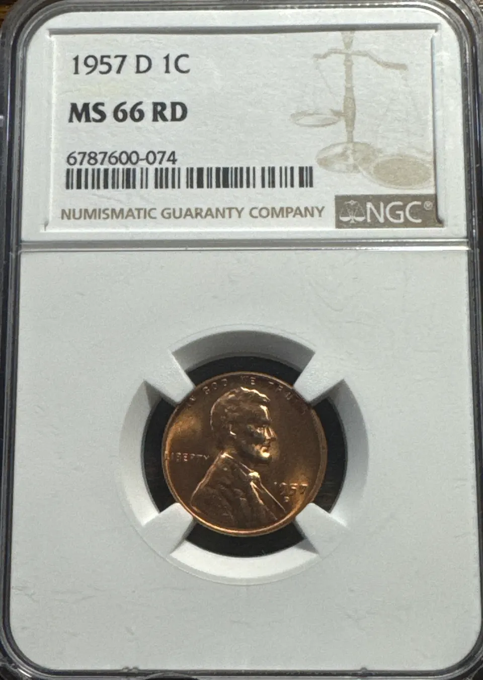 1957-D Lincoln Cent MS66 — front