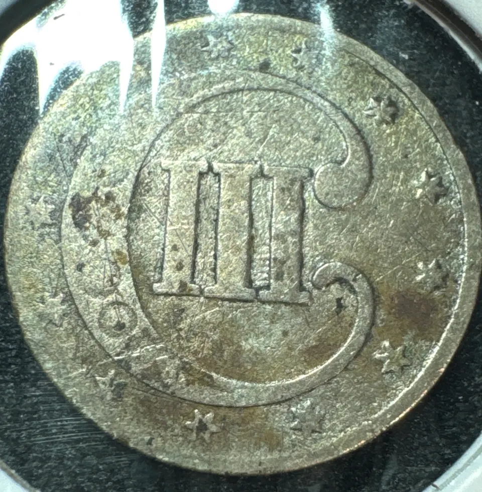 1853-P 3-Cent Silver Ungraded — back